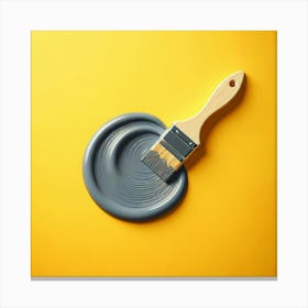 Paint Brush On A Yellow Background Canvas Print