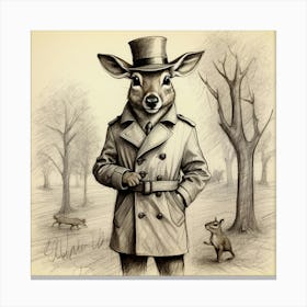 Deer In A Coat 2 Canvas Print