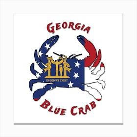 Georgia Blue Crab With Georgia State Flag Canvas Print