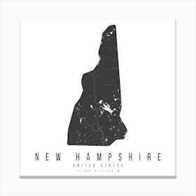 New Hampshire Mono Black And White Modern Minimal Street Map Square Canvas Print