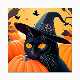Cute Halloween Cat Canvas Print