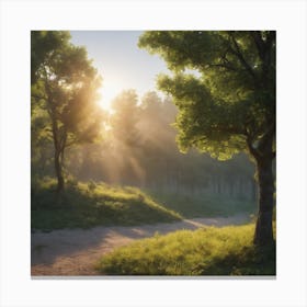 Sunrise In The Forest Canvas Print