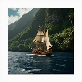 Pirate Ship In The Ocean Canvas Print