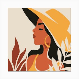 Woman In Yellow Hat - Adorned Art Print Canvas Print