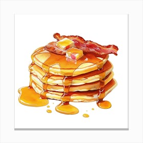 Pancakes With Bacon And Syrup Canvas Print