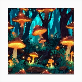 Mushrooms In The Forest 1 Canvas Print