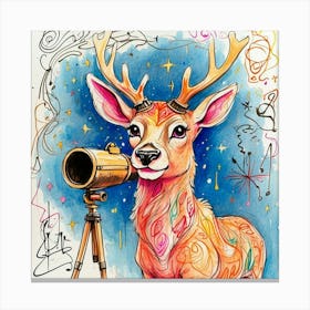 Deer With Telescope 1 Canvas Print