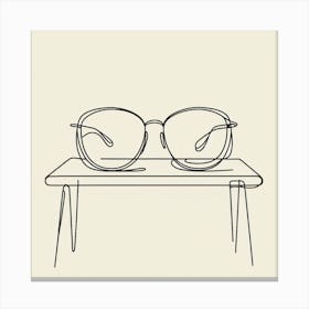 Glasses on the Table: A Minimalist Line Art Canvas Print