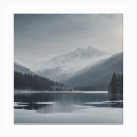 Lake In Winter Canvas Print