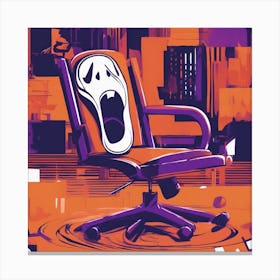 Drew Illustration Of Scream On Chair In Bright Colors, Vector Ilustracije, In The Style Of Dark Navy (1) Canvas Print