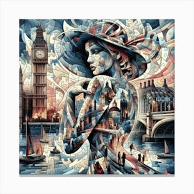 Abstract Puzzle Art English lady in London 5 Canvas Print