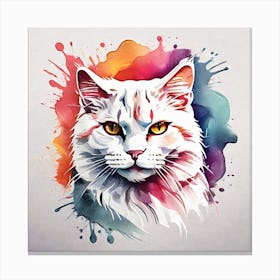 Watercolor Cat Painting Canvas Print