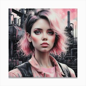 Pink Girl With Pink Hair Canvas Print