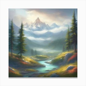 Distant Mountain Peaks Canvas Print