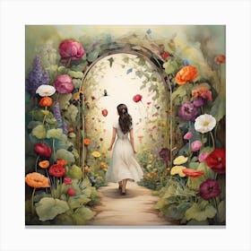 Girl In A Garden Canvas Print