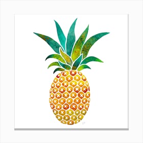 Ananas Yellow Square Canvas Print