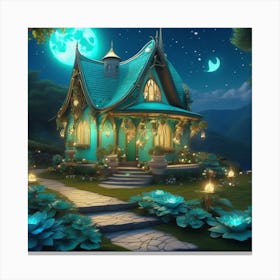 Fairy House At Night Canvas Print