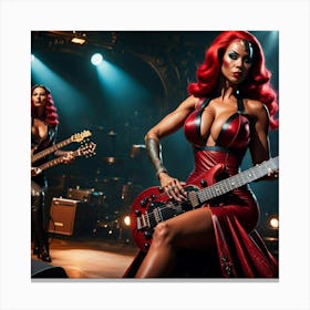 Two Red Haired Women Playing Guitars Canvas Print