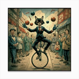 Cat On A Unicycle Canvas Print