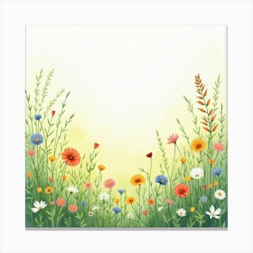 Wildflower Meadow Captured In A Dreamy Watercolor Painting Canvas Print