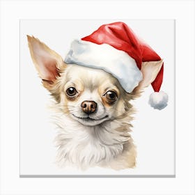 Chihuahua Christmas Hat Canvas Print