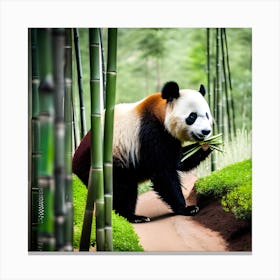 Panda Bear In Bamboo Forest 1 Canvas Print