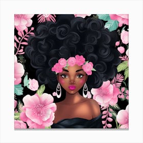 Black Girl With Flowers 1 Canvas Print