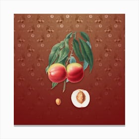 Vintage Peach Botanical on Falu Red Pattern n.0793 Canvas Print