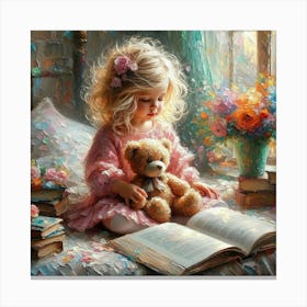 Little Girl Reading Book 1 Canvas Print