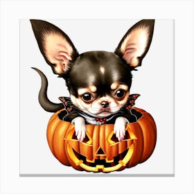 Chihuahua Halloween Pumpkin Canvas Print