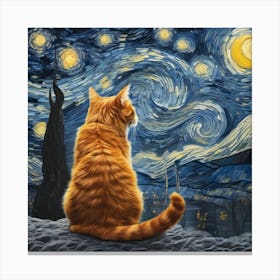 Starry Night Cat 5 Canvas Print