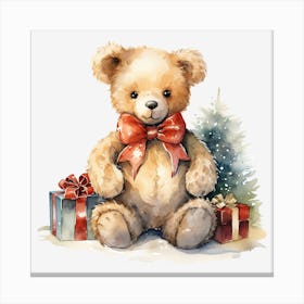 Teddy Bear With Presents Canvas Print