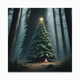 Christmas Tree In The Forest 1 Canvas Print