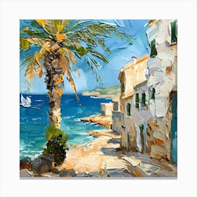 Palm Tree By The Sea Canvas Print