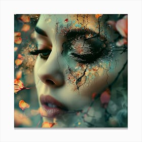 Woman With Flowers On Her Face Canvas Print