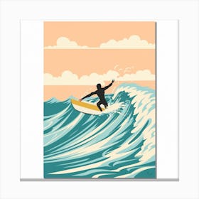 An art print showcasing a captivating portrait of a surfer catching a wave, capturing the thrill and exhilaration of the surfing experience. This dynamic and visually striking art print is perfect for surf enthusiasts and those who seek to infuse their space with the spirit of coastal adventure, bringing a touch of adrenaline to home decor. Canvas Print