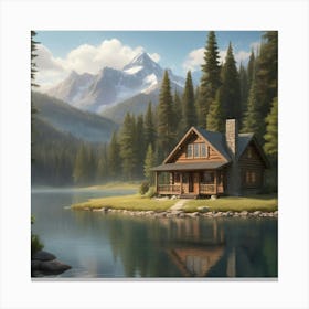 Cabin In The Woods paintings art print Canvas Print