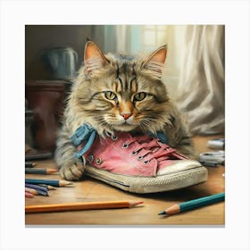 Cat With Shoes Canvas Print