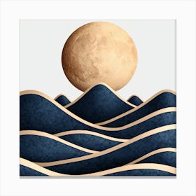 Moon And Waves 53 Canvas Print