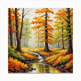 Forest In Autumn In Minimalist Style Square Composition 179 Canvas Print