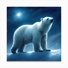 An Arctic Night, Polar Bear Canvas Print