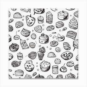 Halloween Doodles Seamless Pattern Canvas Print