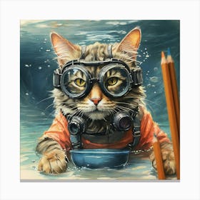 Underwater Cat 3 Canvas Print