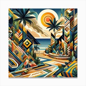 Geometric Art Tropical landscape 1 Canvas Print