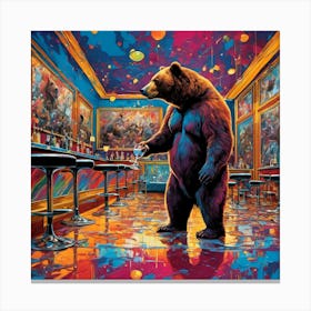 Bear In The Bar Canvas Print