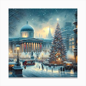 Christmas In London At winter With Trafalgar Square Canvas Print