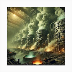 A Dark And Eerie Scene Of The Poison Cloud Generators Canvas Print