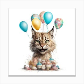 Lynx With Balloons Canvas Print