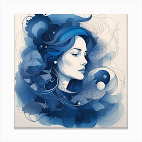 Woman With Blue Hair Canvas Print