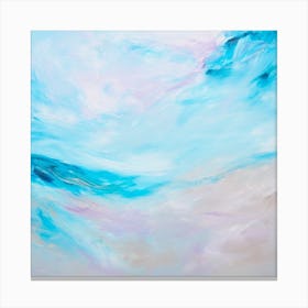 Blue Ocean And Beach Painting Square Canvas Print